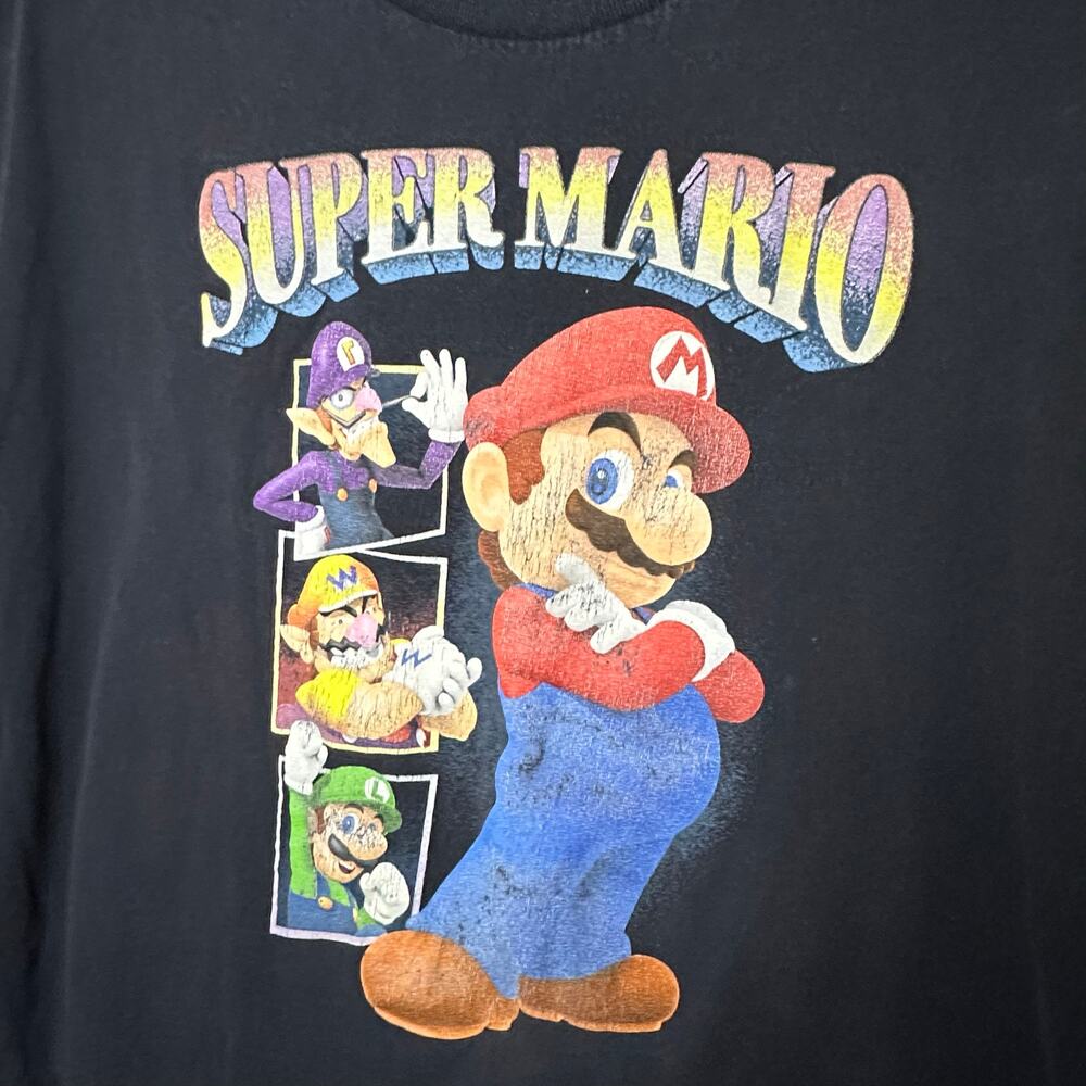 Mens super Mario faded black tshirt size XL - Picture 4 of 5